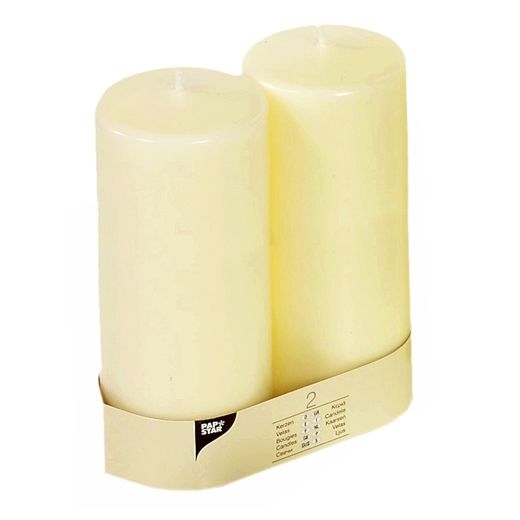 Bougies cylindriques Ø 80 mm · 220 mm ivoire "Ivory" à tête plate 1