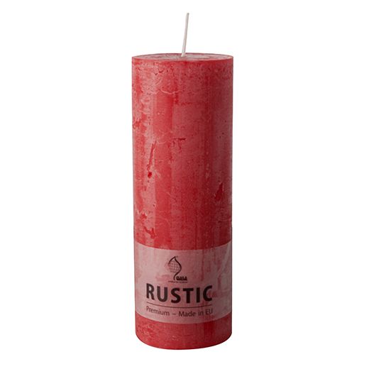 Bougie cylindrique Ø 68 mm · 190 mm rouge "Rustic" teinté dans la masse 1