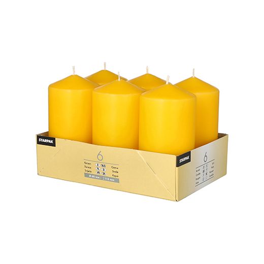 Bougies cylindriques Ø 60 mm · 115 mm or jaune 1