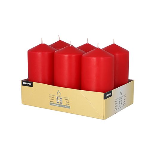 Bougies cylindriques Ø 60 mm · 115 mm rouge 1