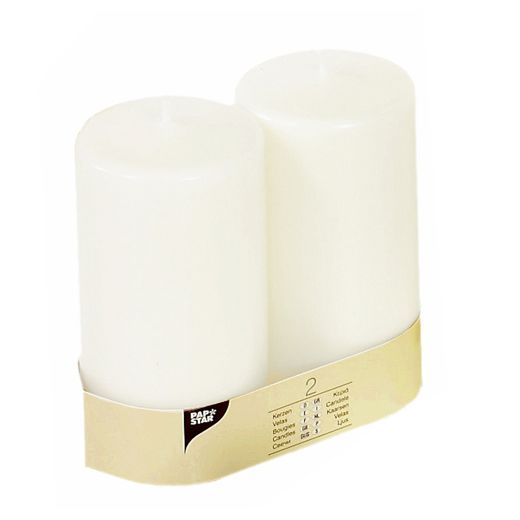 Bougies cylindriques Ø 80 mm · 150 mm blanc à tête plate 1