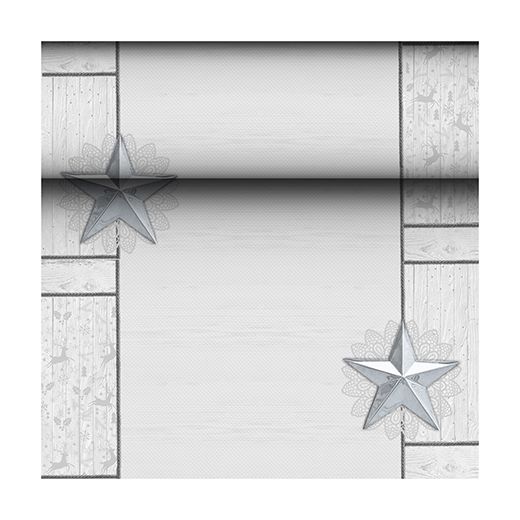 Chemin de table en tissu "ROYAL Collection" 24 m x 40 cm blanc "Rising Star" 1