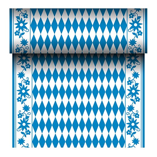 Chemin de table, aspect textile, Airlaid 24 m x 40 cm "Bavarois bleu" 1