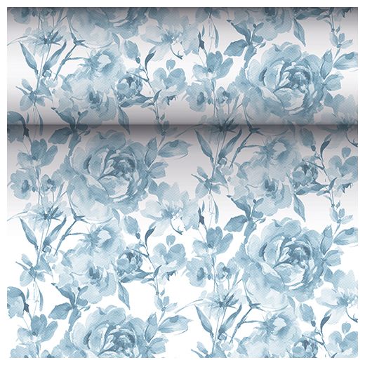 Chemin de table, aspect tissu, PV-tissu "ROYAL Collection" 24 m x 40 cm bleu "Rose" 1