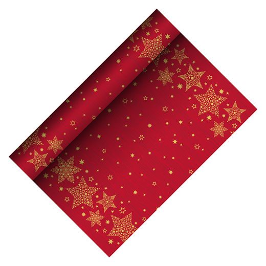 Chemin de table, aspect textile, Airlaid 3 m x 40 cm rouge "Christmas Shine" 1
