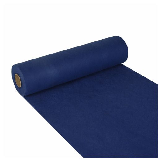 Chemin de table, aspect tissu, non tissé "soft selection" 24 m x 40 cm bleu foncé 1