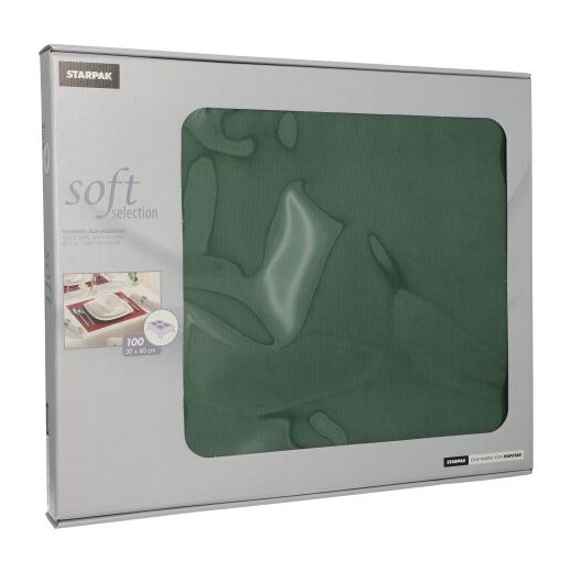 Sets de table, aspect tissu, non tissé "soft selection" 30 cm x 40 cm vert foncé 1