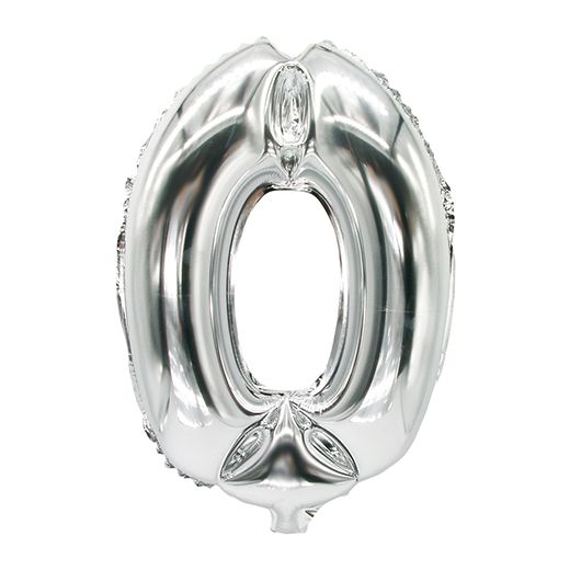 Ballon aluminium 35 cm x 20 cm argent "0" 1