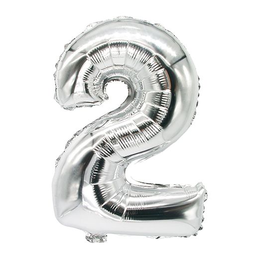 Ballon aluminium 35 cm x 20 cm argent "2" 1