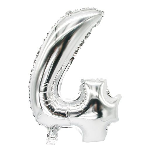 Ballon aluminium 35 cm x 20 cm argent "4" 1