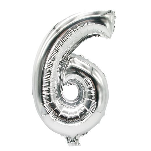 Ballon aluminium 35 cm x 20 cm argent "6" 1