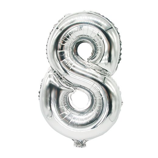 Ballon aluminium 35 cm x 20 cm argent "8" 1