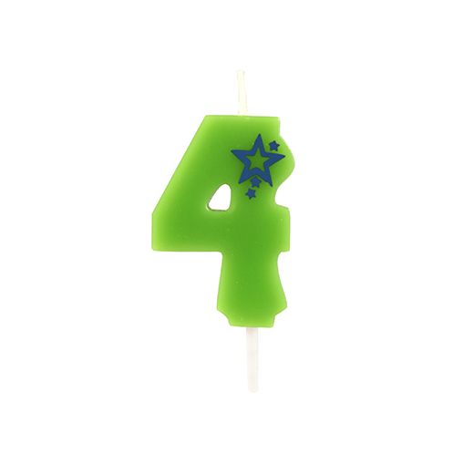 Bougie chiffre, mini 6,8 cm vert "4" 1