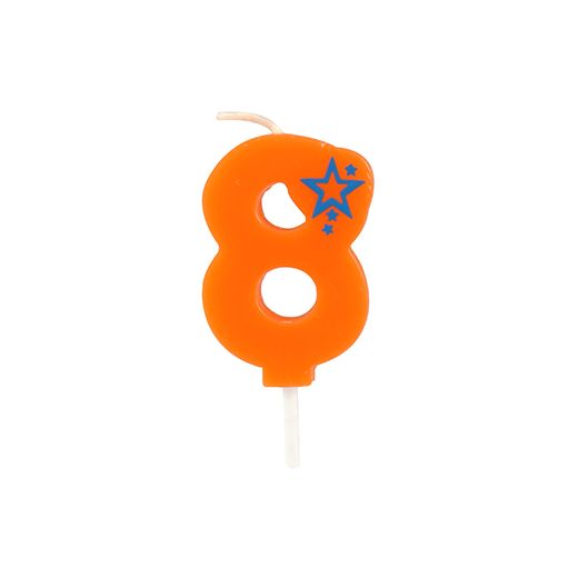 Bougie chiffre, mini 6,8 cm orange "8" 1