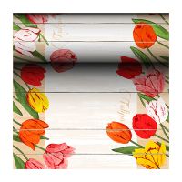 Chemin de table, aspect textile, Airlaid 24 m x 40 cm "Blooming Tulips"