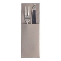 Serviettes "ROYAL Collection" 48 cm x 30 cm gris avec enveloppe à couverts