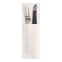 Serviettes "ROYAL Collection" 48 cm x 30 cm blanc avec enveloppe à couverts