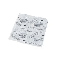 Sachets pour burgers, 13,5 x 13 cm, blancs, résistant à la graisse