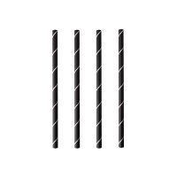Pailles pour cocktail, papier Ø 7 mm · 15 cm noir/blanc "Stripes"