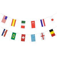 Guirlande de drapeaux, papier 10 m "32 Nations" ininflammable