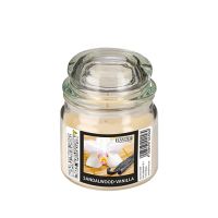 "Flavour by GALA" Bougie en bonbonnière à verre, MAXI Ø 90 mm · 120 mm ivoire - Sandalwood-Vanilla