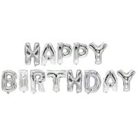 Ballons aluminium argent "Happy Birthday"