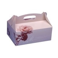 Boîtes à gateaux en carton rectangulaire 16 cm x 10 cm x 9 cm rosé avec poignée