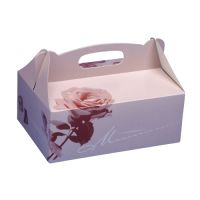 Boîtes à gateaux en carton rectangulaire 20 cm x 13 cm x 9 cm rosé avec poignée