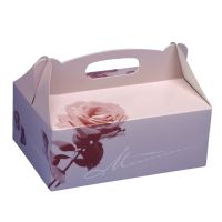 Boîtes à gateaux en carton rectangulaire 23 cm x 16 cm x 9 cm rosé avec poignée