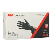 "WORK-INN/PS" Gants en latex, non poudrés "Black Grip" noir Taille XL