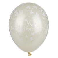Ballons Ø 29 cm ivoire "Just Married" métallique