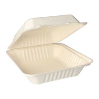 Boîtes repas, canne à sucre "pure" sans compartiments 7,7 cm x 20 cm x 22 cm blanc