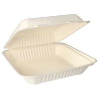 Boîtes repas, canne à sucre "pure" sans compartiments 8 cm x 25,5 cm x 25,5 cm blanc