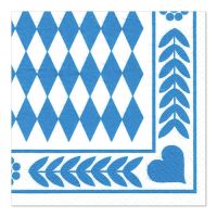 Serviettes, 3 plis pliage 1/4 33 cm x 33 cm "Bavarois bleu"