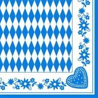 Serviettes, 3 plis pliage 1/4 40 cm x 40 cm "Bavarois bleu"
