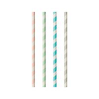 Pailles en papier Ø 6 mm · 20 cm "Stripes" assorti