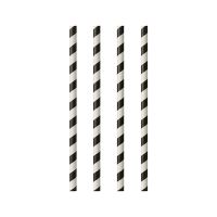 Pailles en papier Ø 6 mm · 20 cm noir/blanc "Stripes"