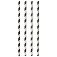 Pailles en papier Ø 6 mm · 29 cm noir/blanc "Stripes"