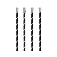 Pailles avec cuillères, papier Ø 8 mm · 20 cm noir/blanc "Stripes"