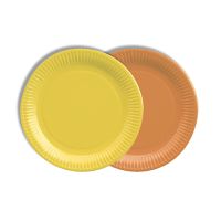 Assiettes, carton rond Ø 18 cm couleurs assorties - jaune/orange