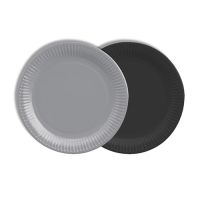 Assiettes, carton rond Ø 18 cm couleurs assorties - gris/noir