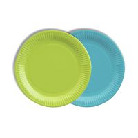 Assiettes, carton rond Ø 18 cm couleurs assorties - vert anis/turquoise