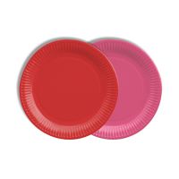 Assiettes, carton rond Ø 18 cm couleurs assorties - rouge/fuchsia