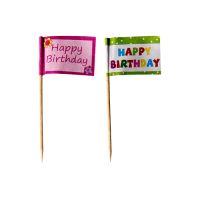 Piques décoratives 8 cm "Happy Birthday"