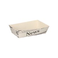 Barquettes frites en carton fibres vierges 9 cm x 13,5 cm blanc "Newsprint"