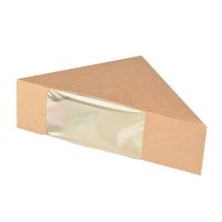 Boîtes à sandwich, carton avec fenêtre transparente en PLA 12,3 cm x 12,3 cm x 5,2 cm marron