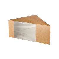 Boîtes à sandwich, carton avec fenêtre transparente en PLA 12,3 cm x 12,3 cm x 8,2 cm marron