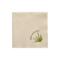 Serviettes, 2 couches pliage 1/4 24 cm x 24 cm naturel avec teneur en herbe