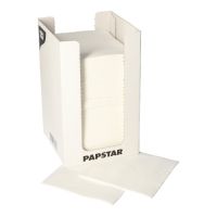Serviettes, 2 plis "PUNTO" pliage 1/4 20 cm x 20 cm blanc microgaufrée, avec boîte distributrice