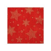 Serviettes, 3 plis pliage 1/4 25 cm x 25 cm rouge "Christmas Shine"